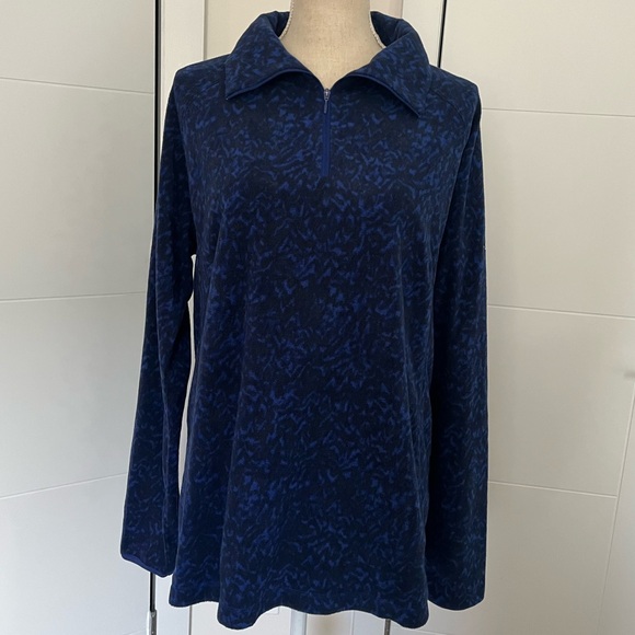 Columbia Women's Arctic Air Fleece 1/2 Zip Sweatshirt Navy Blue Abstract XXL $45 - Picture 8 of 12
